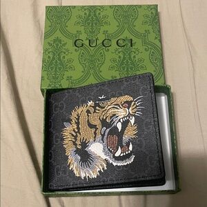 Gucci Black and Gold Tiger Card Holder